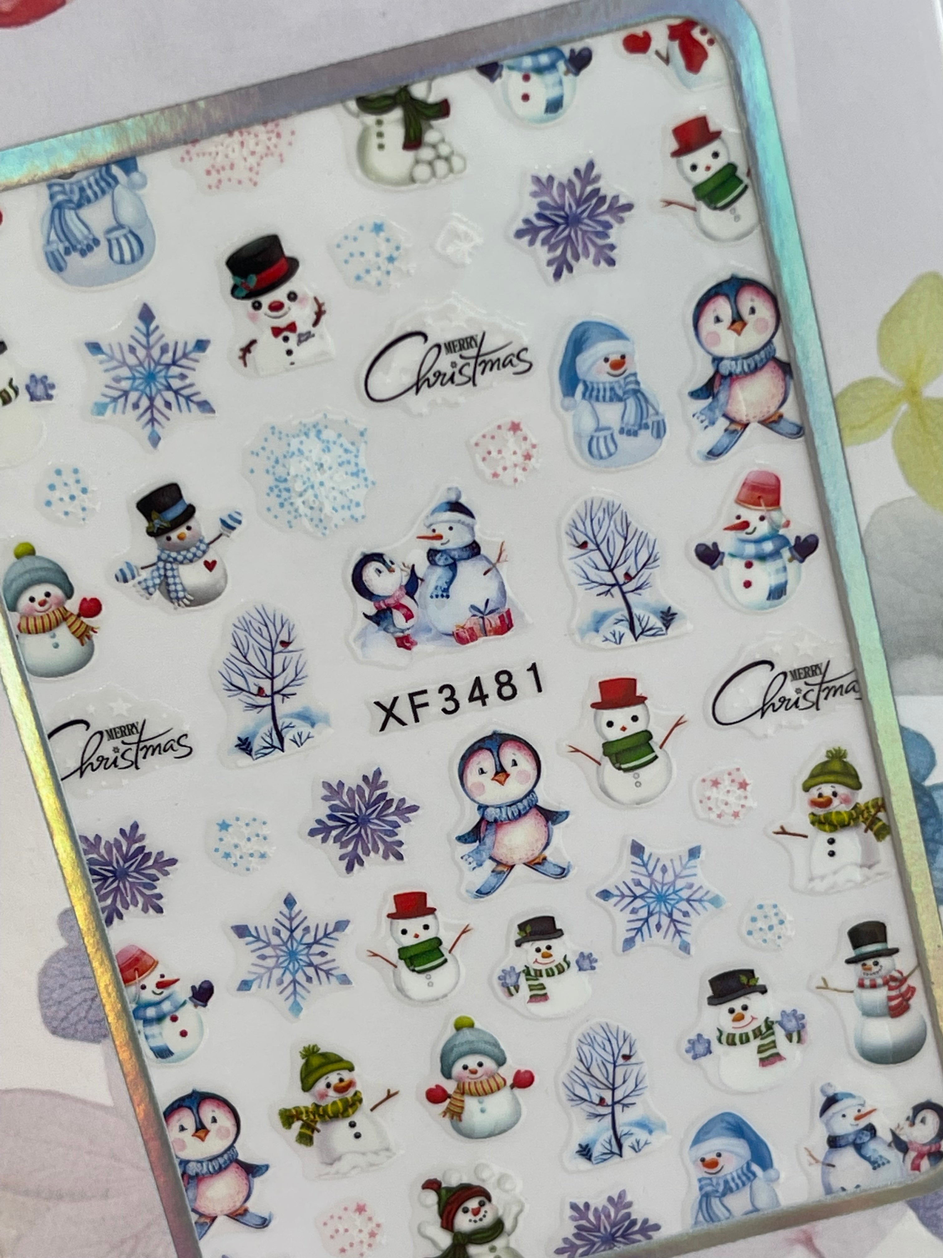 Hombre de nieve y copos