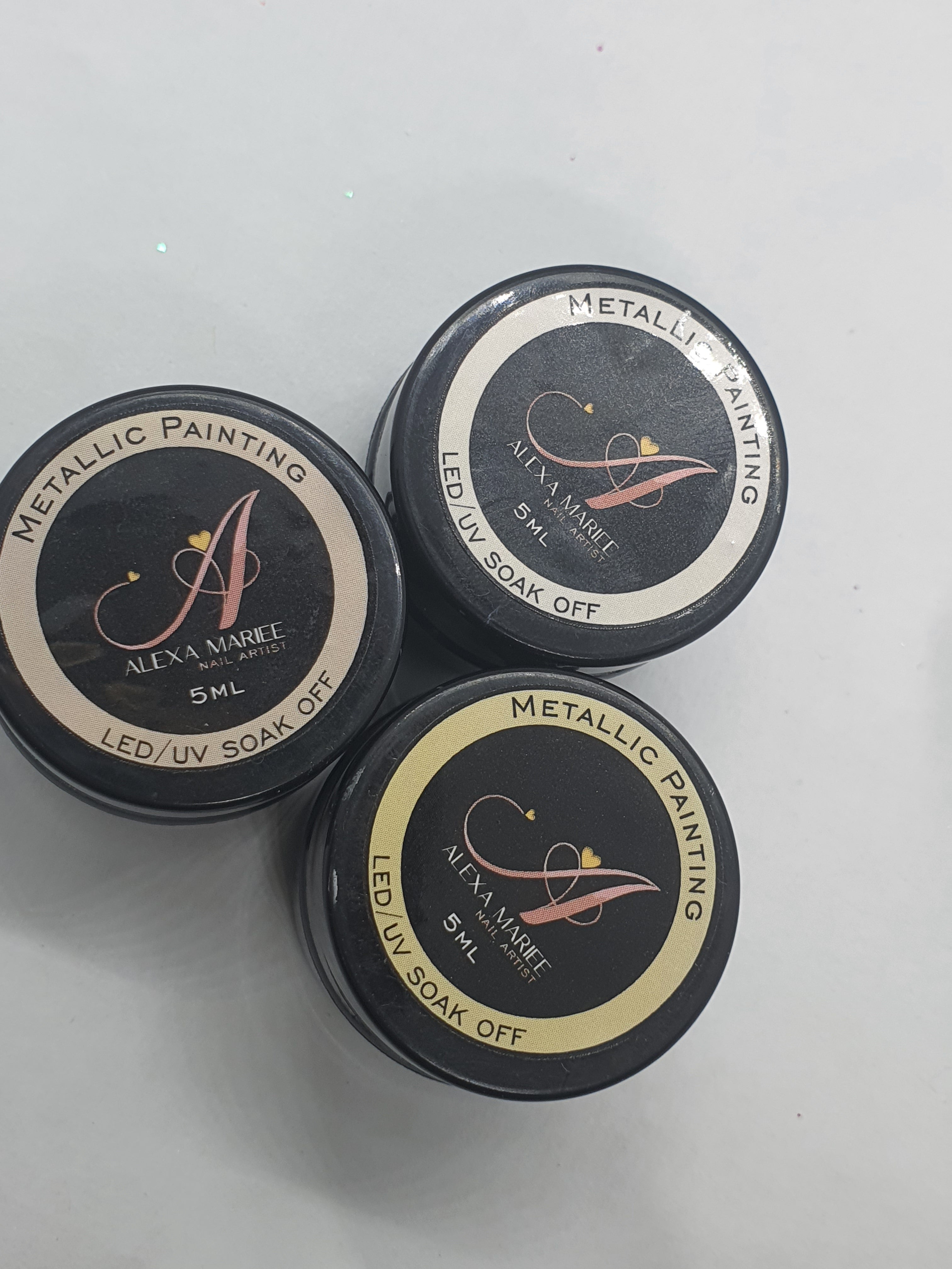 Trío de pinturas en gel metálico