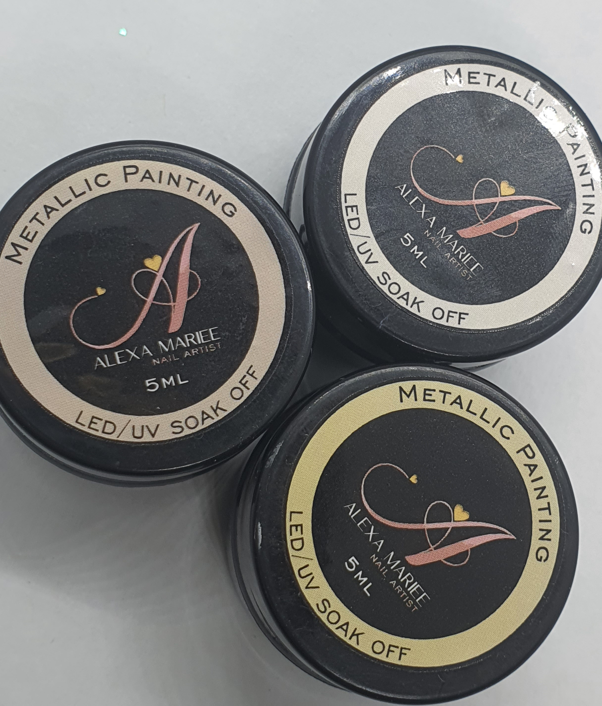 Trío de pinturas en gel metálico
