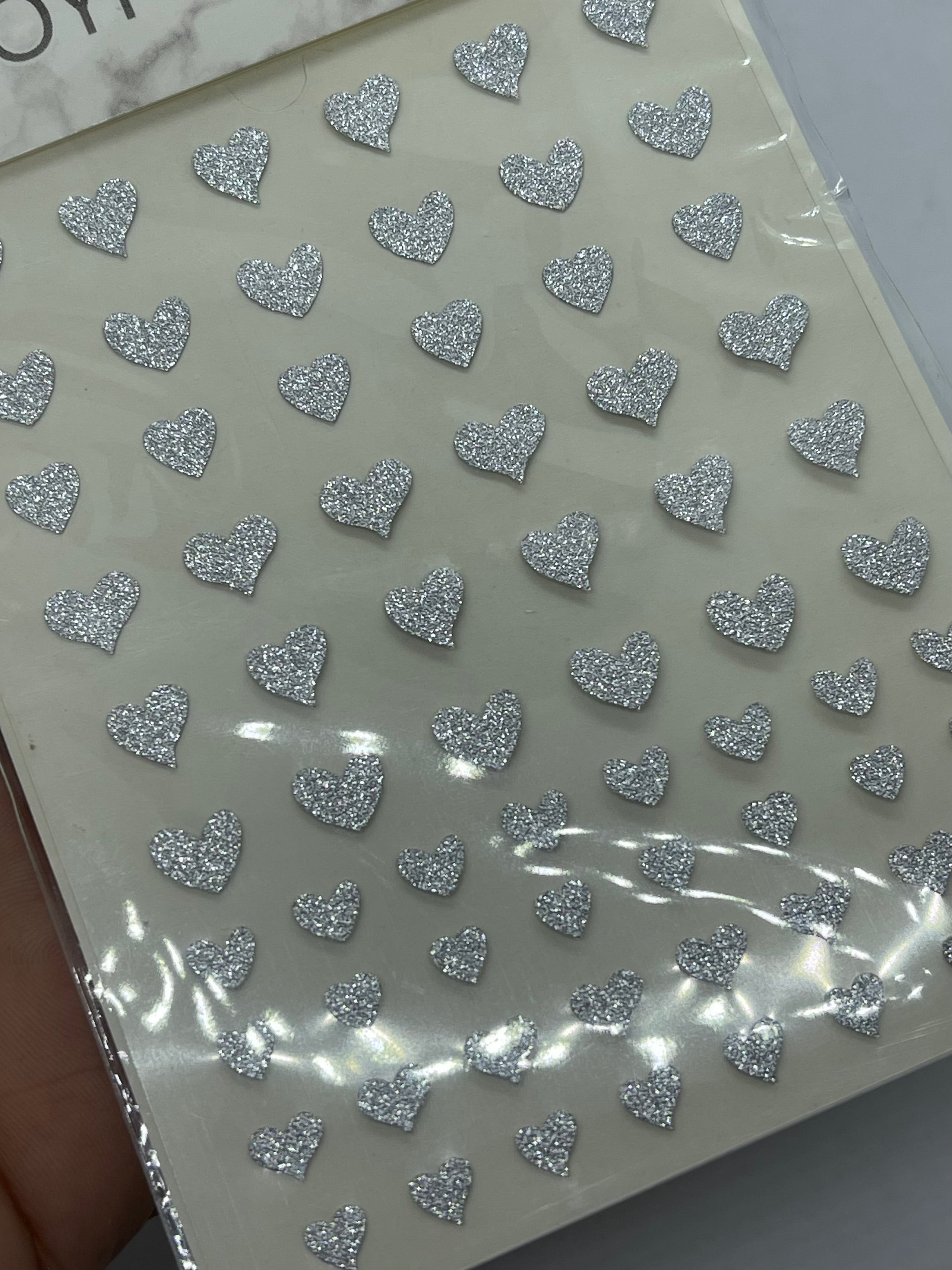 Corazones Glitter Plata